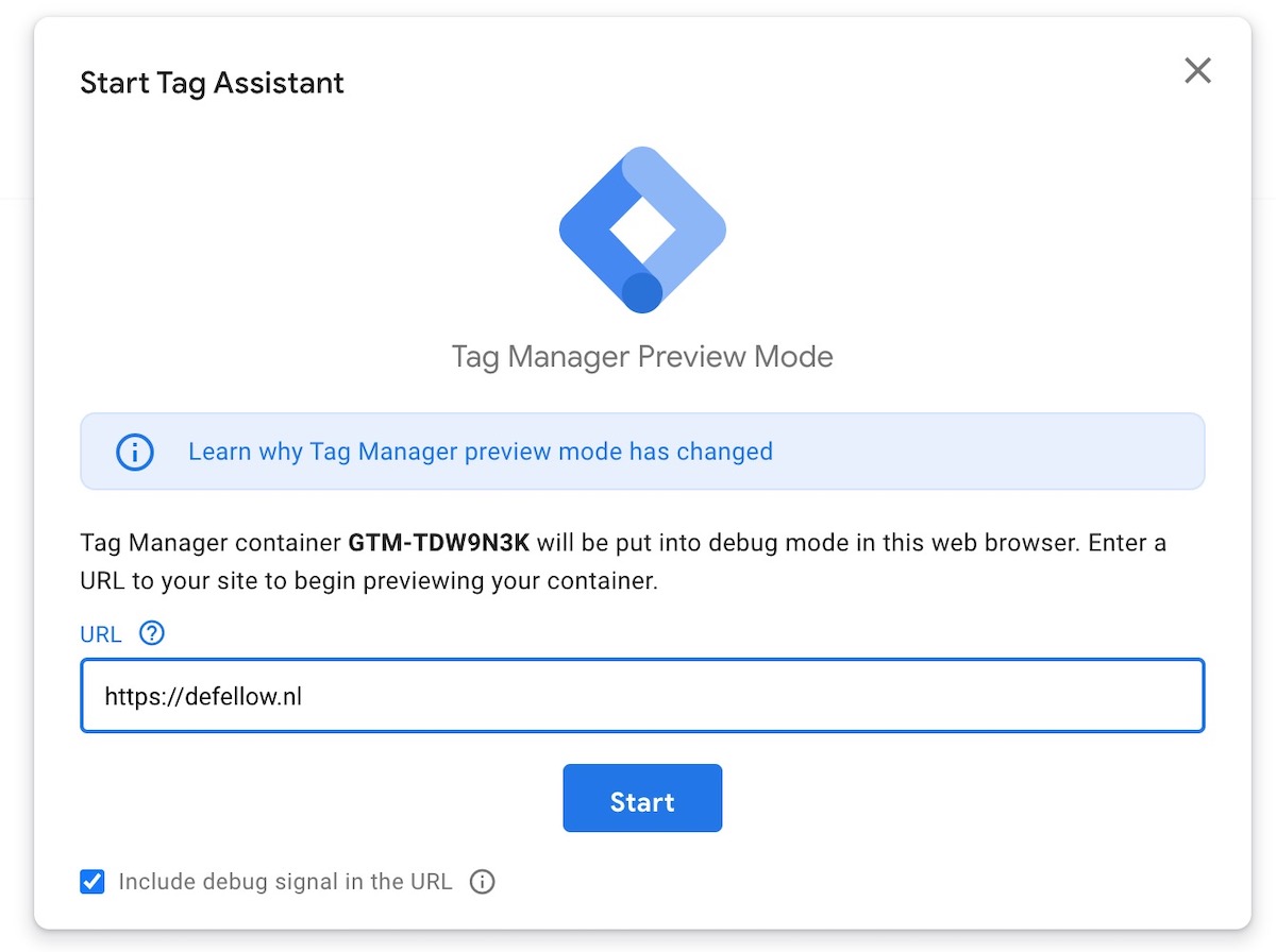 Tag assistent starten