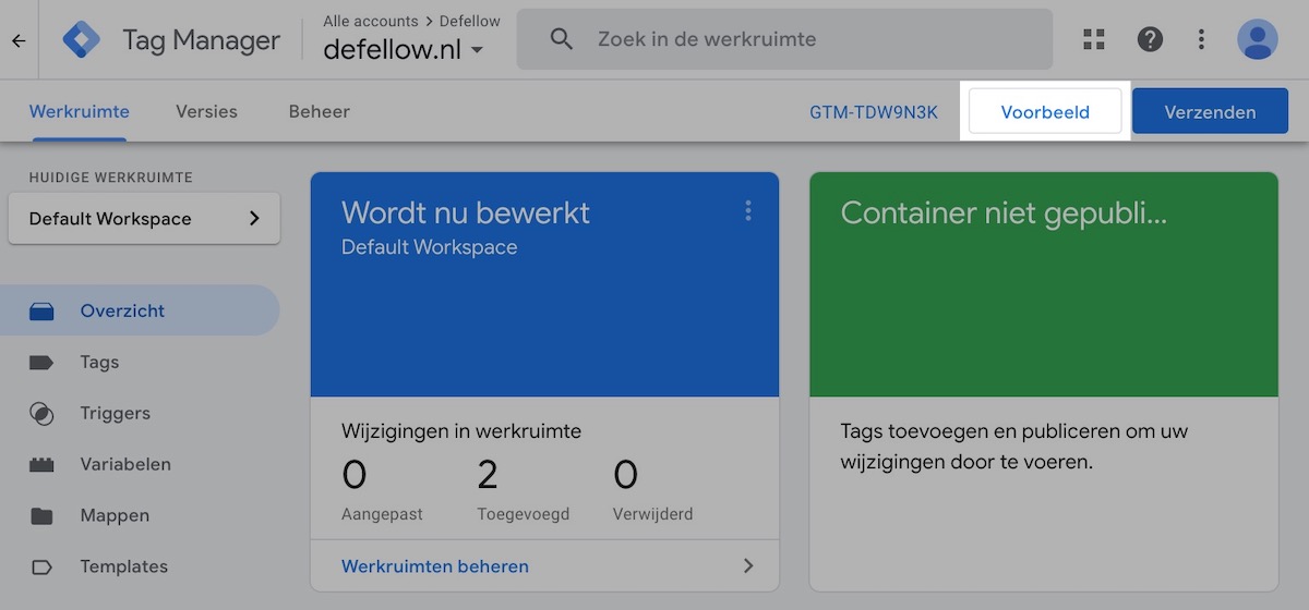 Tag controleren in Google Tag Manager