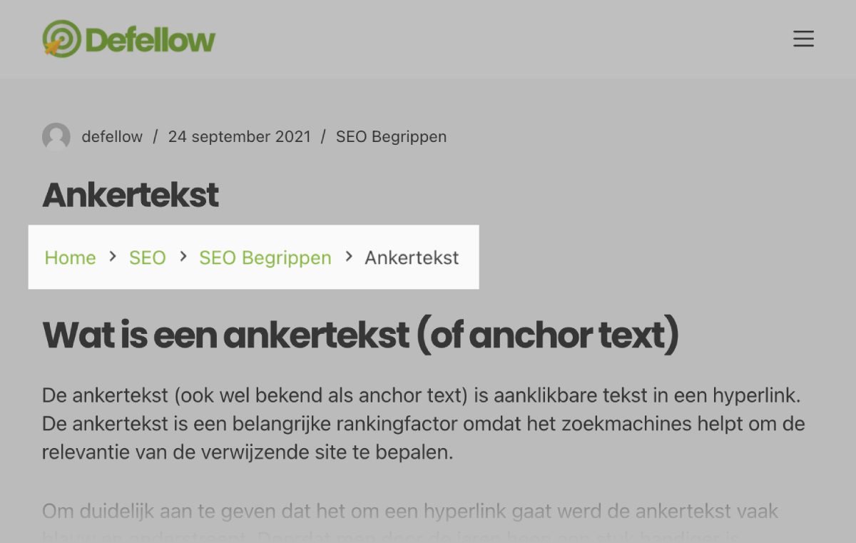 Broodkruimelspoor voorbeeld