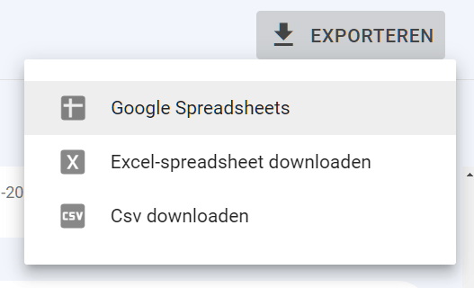zoekwoordlijst exporteren naar spreadsheet