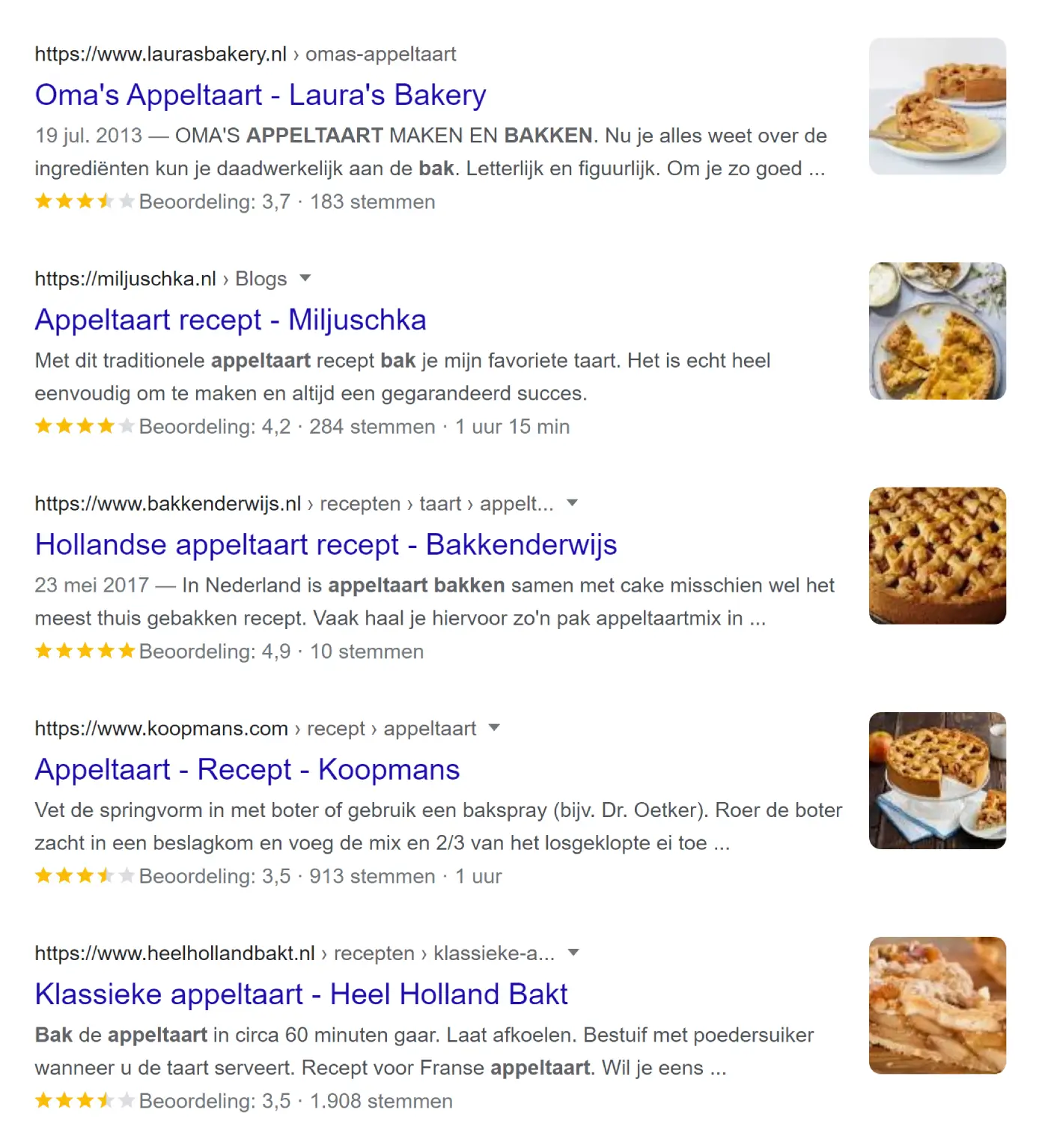 De zoekintentie achterhalen via de SERP.